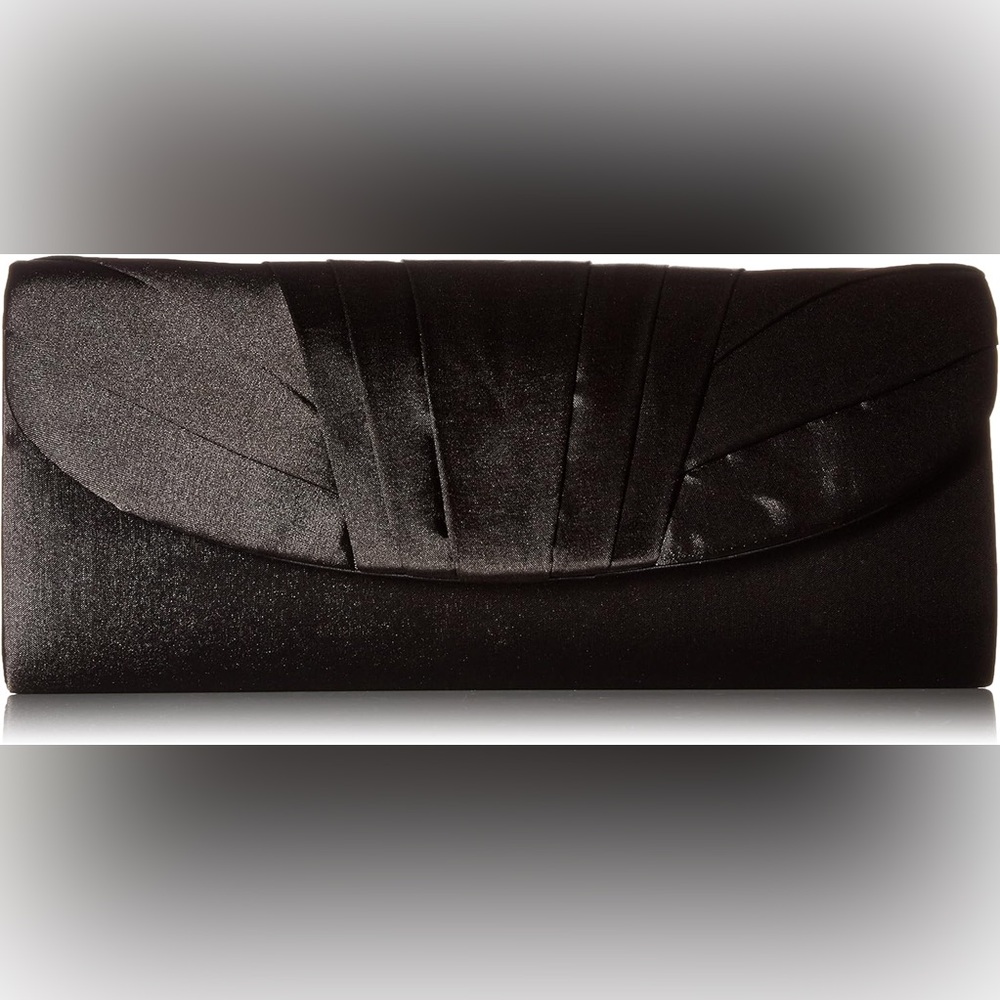 Jessica McClintock Satin Tuxedo Clutch Black Evening Wedding Formal Purse New